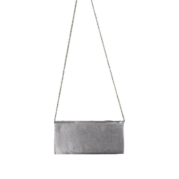 Pale Silver Grey Rhinestone Formal Clutch Purse with Chain Strap Bridal - Picture 5 of 8